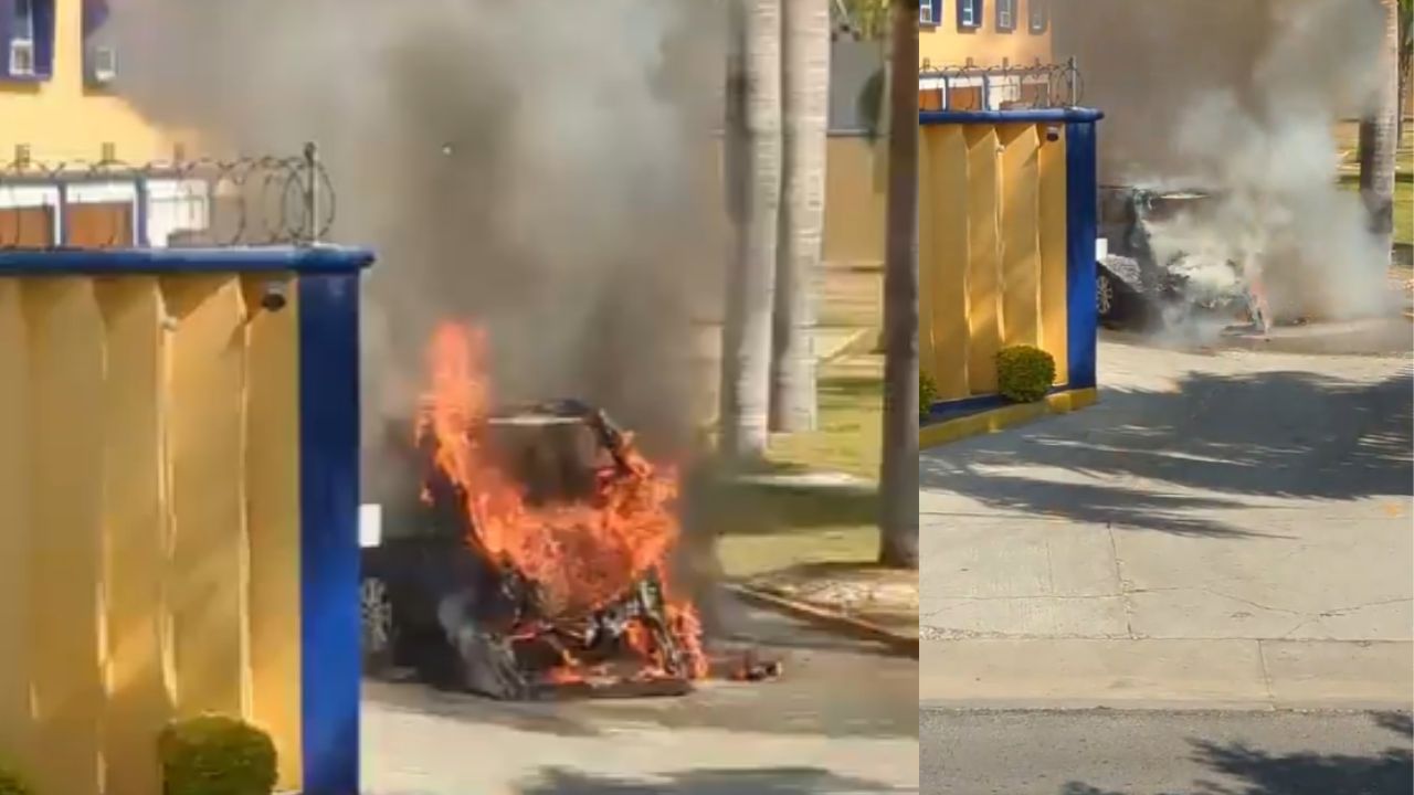 Camioneta se prendió en fuego dentro de un motel; conductor no apagó el vehículo