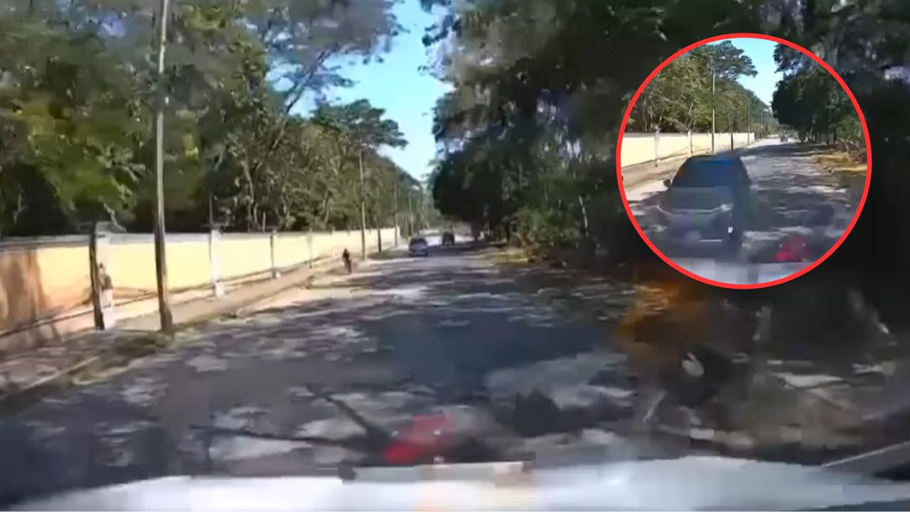 Video capta accidente vial en SPS: vehículo le quitó derecho de vía a una grúa