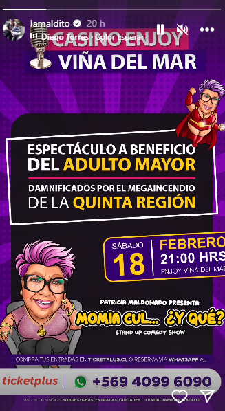 Última historia de Paty Maldonado en su cuenta de Instagram. Foto: TuNota