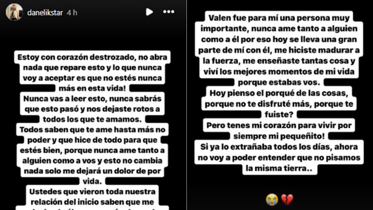 Danelik Star, con respecto a la muerte de su ex pareja Valentín 'Valen' Farias. Foto: Instagram