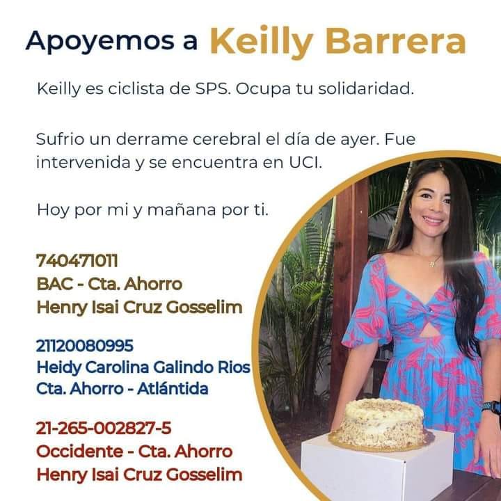 Doctora y ciclista hondureña sufre derrame cerebral