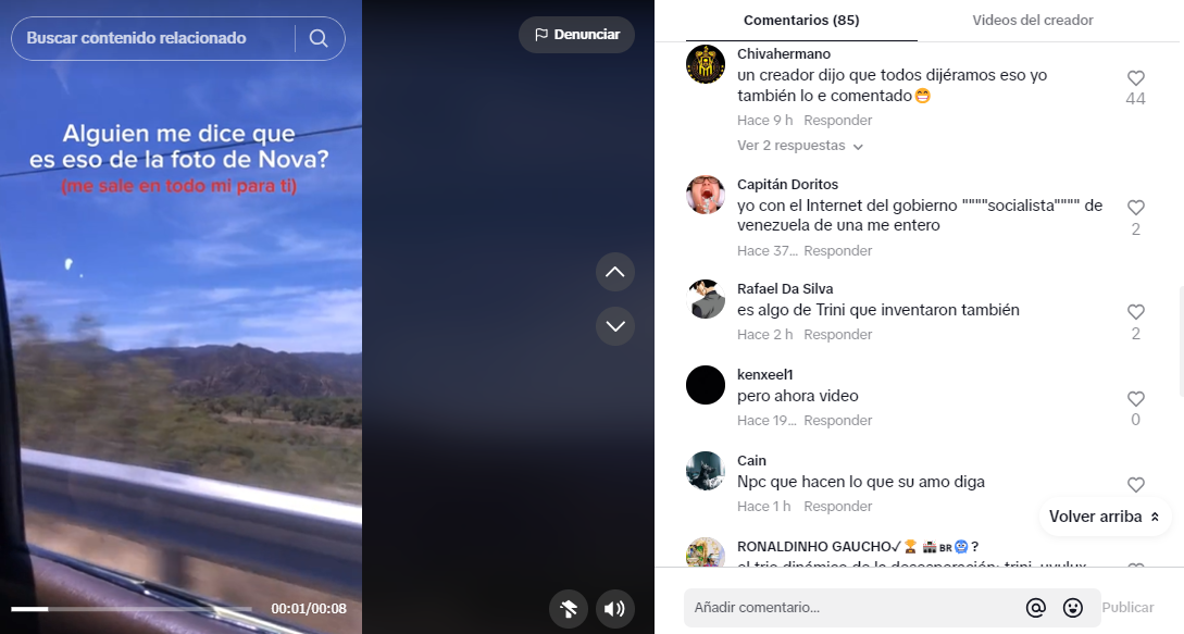 Comentarios sobre la aparente creación de la supuesta existencia de la foto del Nova. Foto: TikTok