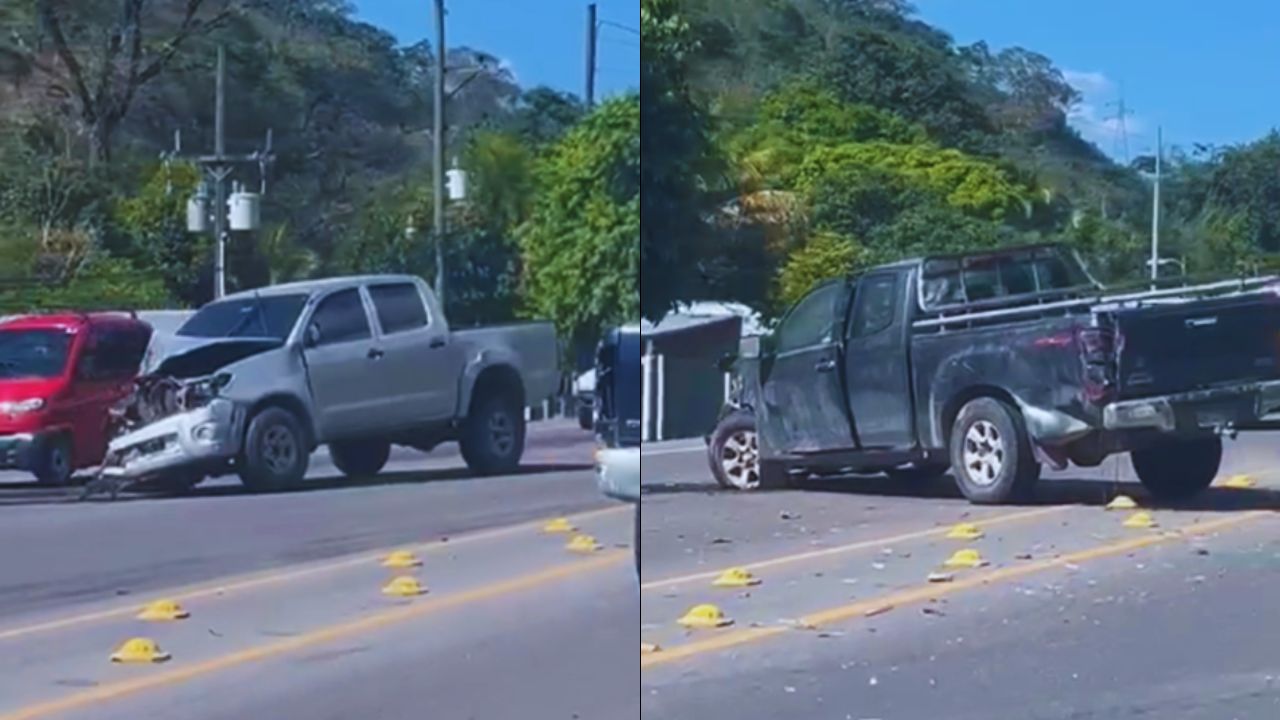 VIDEO: accidente entre dos vehículos en Taulabé, Comayagua, deja pérdidas materiales