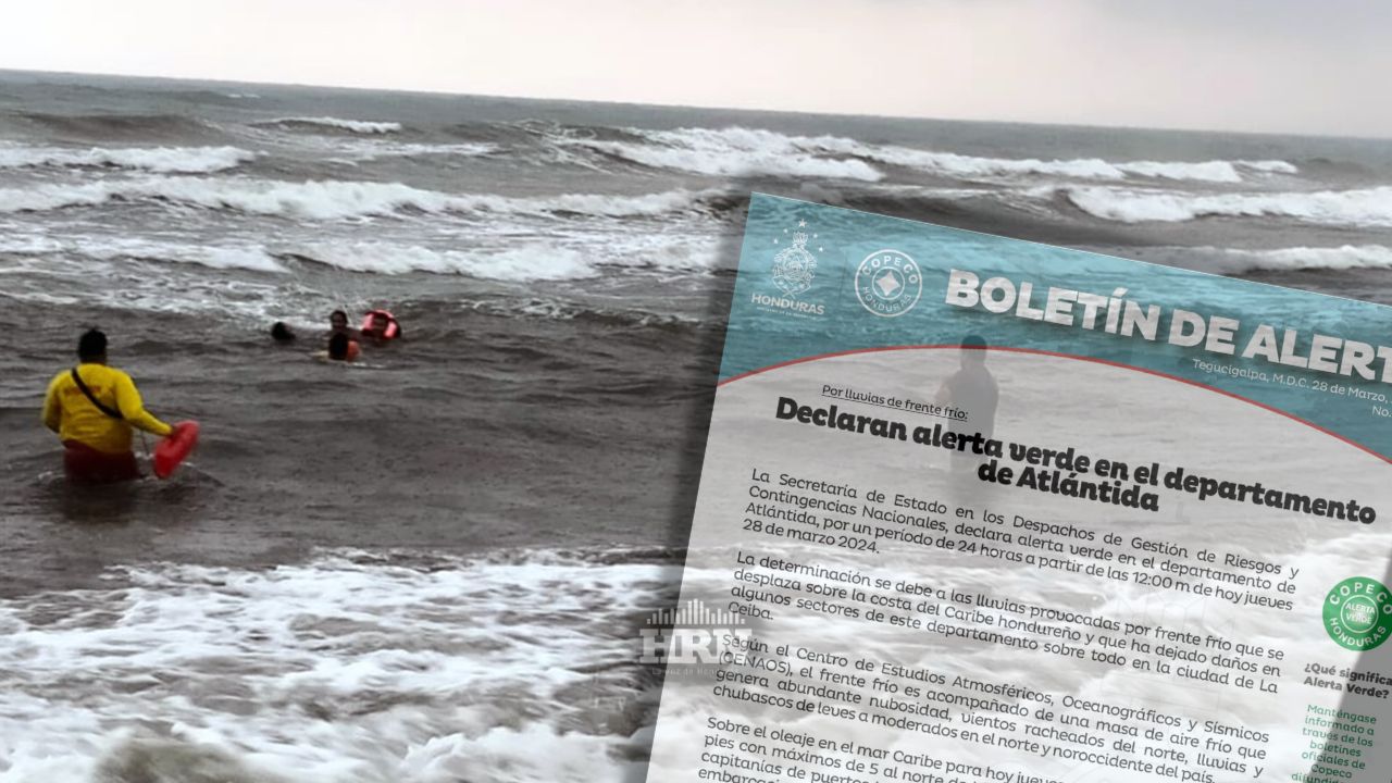 Copeco emite alerta verde para Atlántida por frente frío