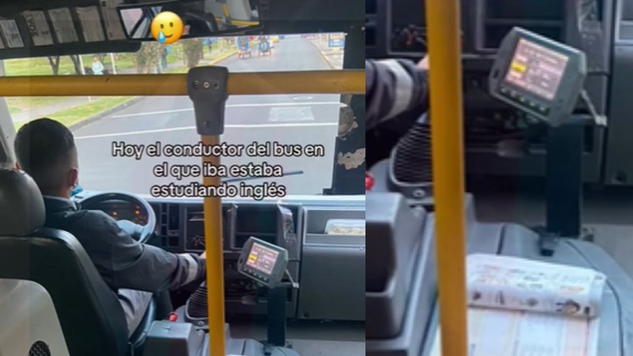 VIDEO: Conductor de bus aprovecha los semáforos en rojo para estudiar sus clases de inglés