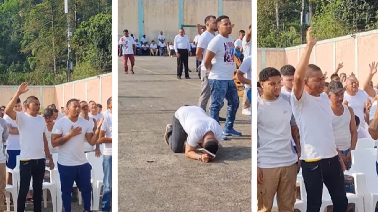 De rodillas y con las manos al cielo, reos realizan jornada de oración en Semana Santa