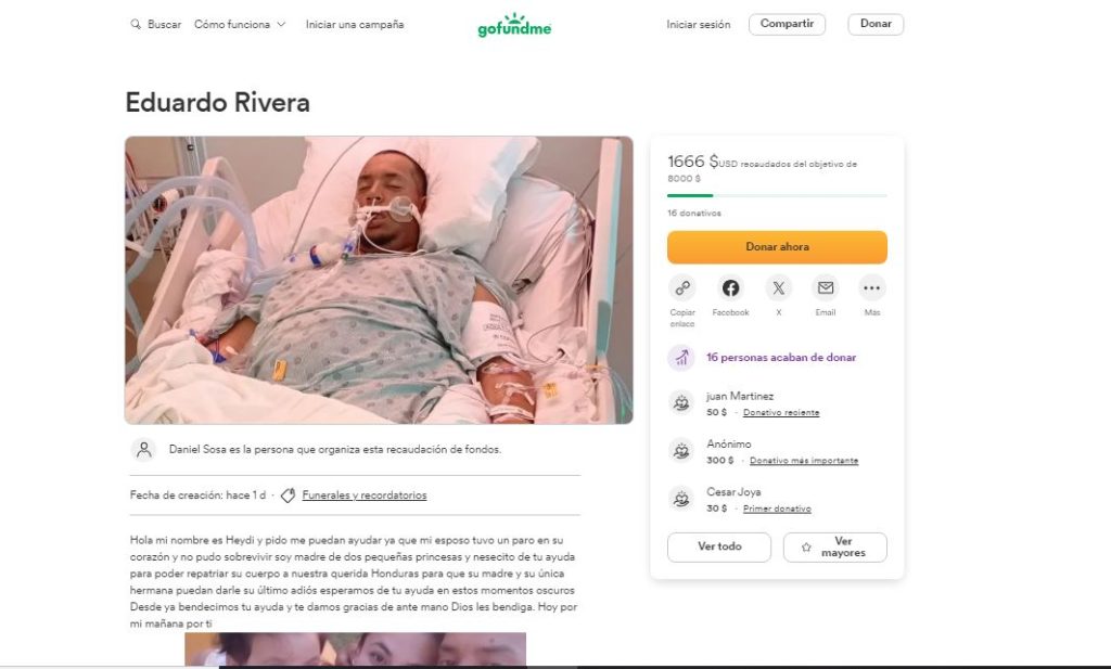 Buscan fondos para repatriar a hondureño 