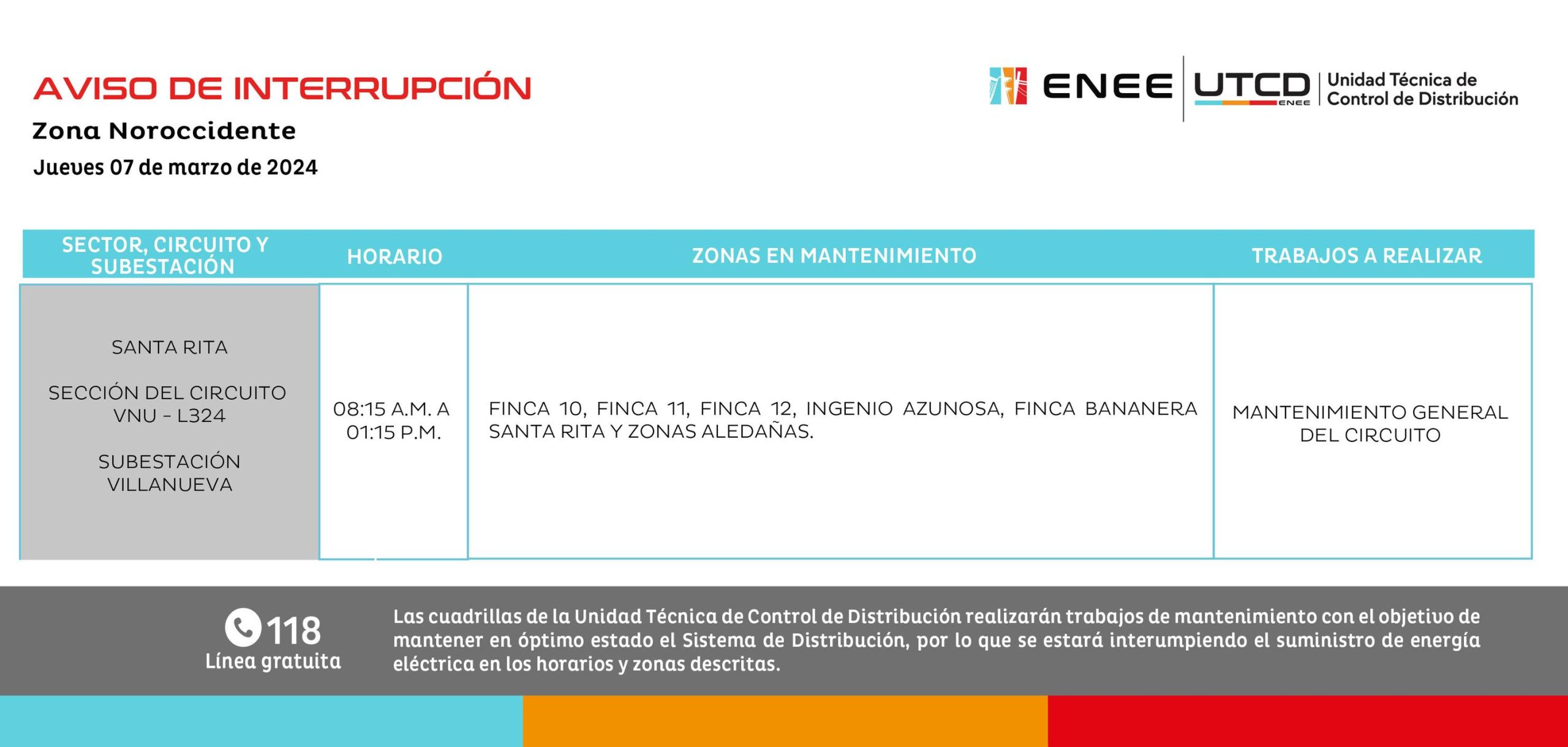 Cortes de energía eléctrica programados para mañana en Santa Rita. Foto. UTCD