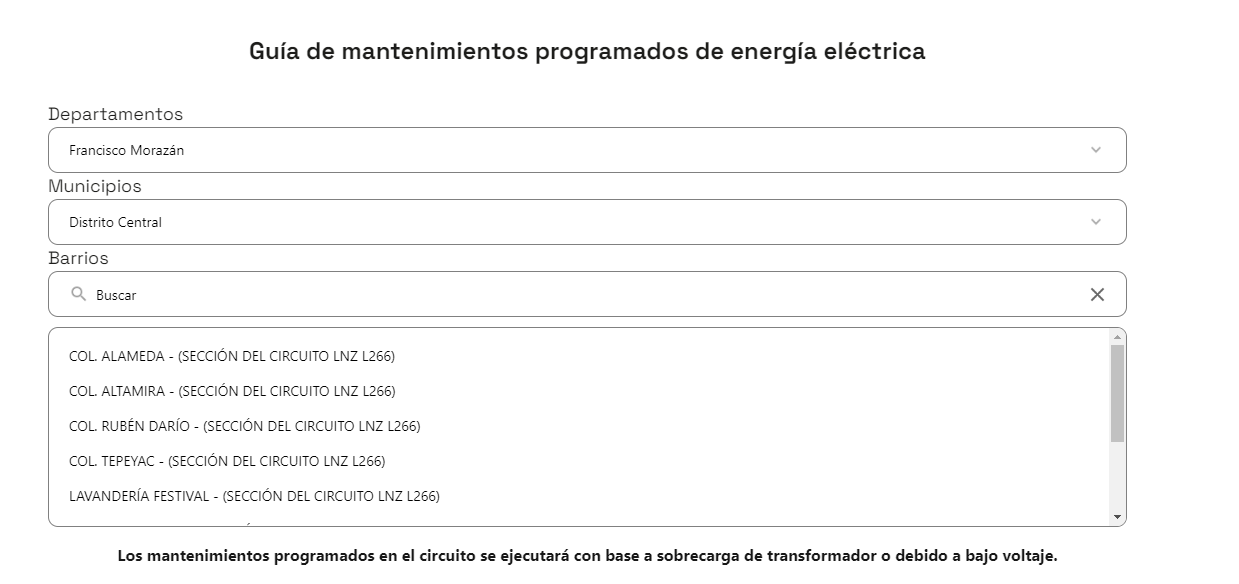 Cortes de energía eléctrica programados por la ENEE para mañana miércoles 27 de marzo. Foto: TuNota