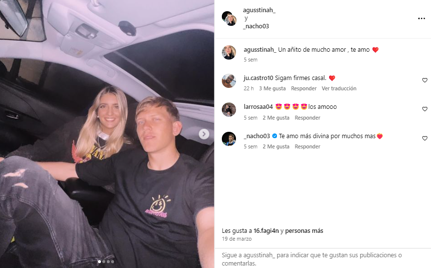 Agustina Hammer Passadore e Ignacio Rodríguez. Foto: redes sociales