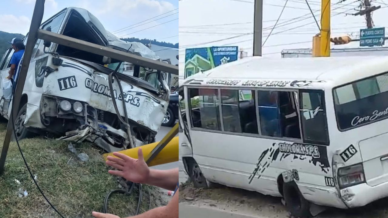 Autobús choca contra un semáforo y deja varios heridos en Choloma, Cortés