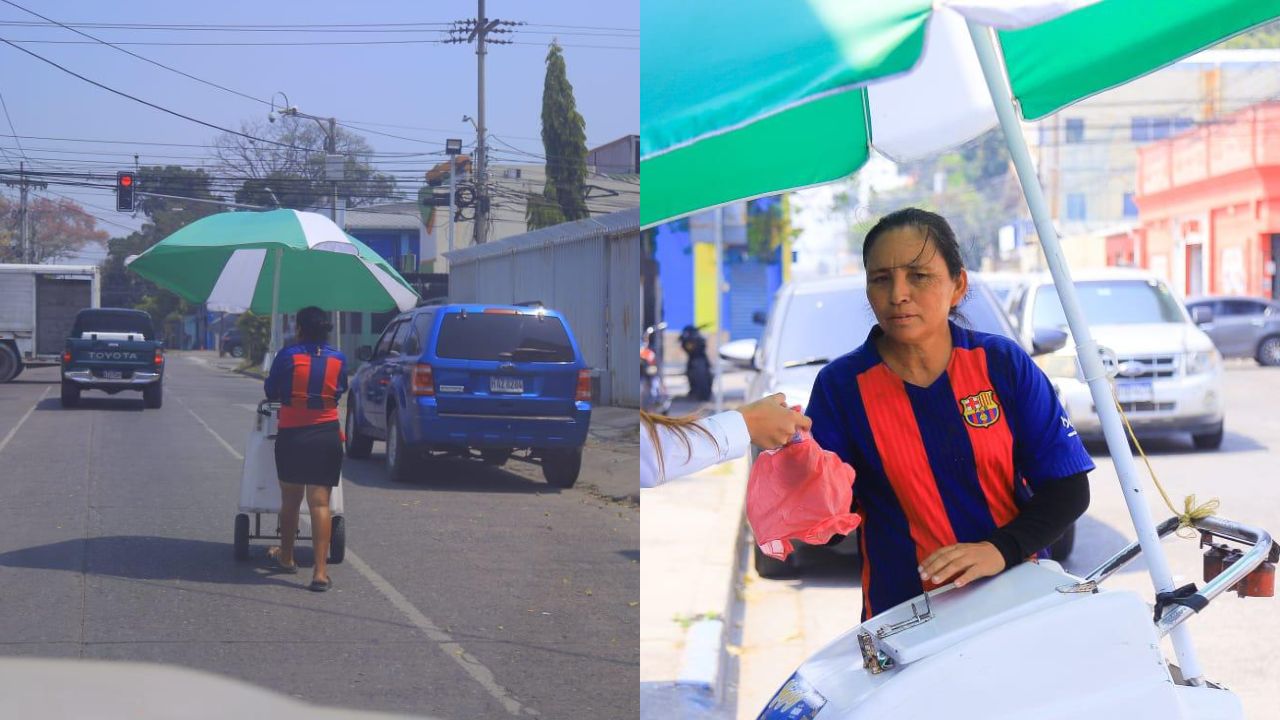 'No gano mucho, pero saco para la comida': hondureña recorre las calles de SPS vendiendo helados