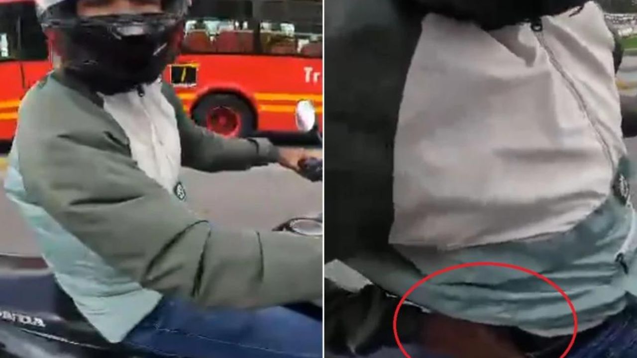 VIDEO: motociclista amenaza a otro con pistola porque sobrepasó en la vía