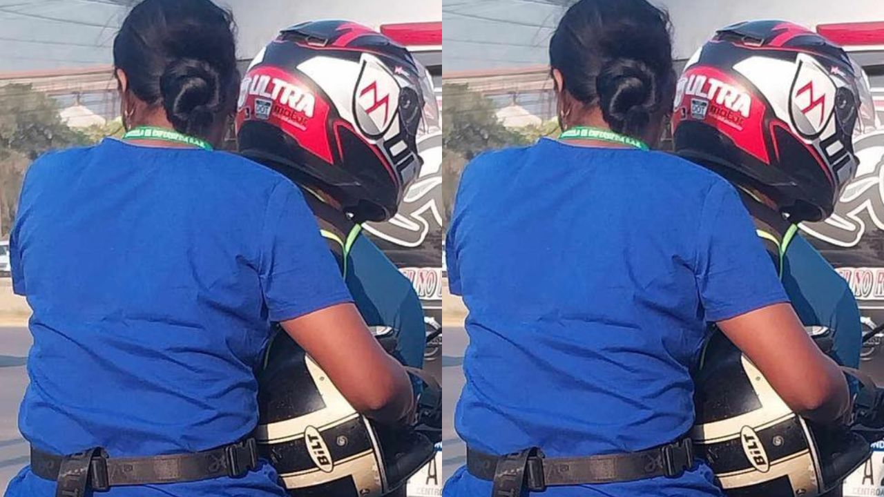 ¡Se despeinan!, hondureña es criticada por cargar el casco en vez de usarlo