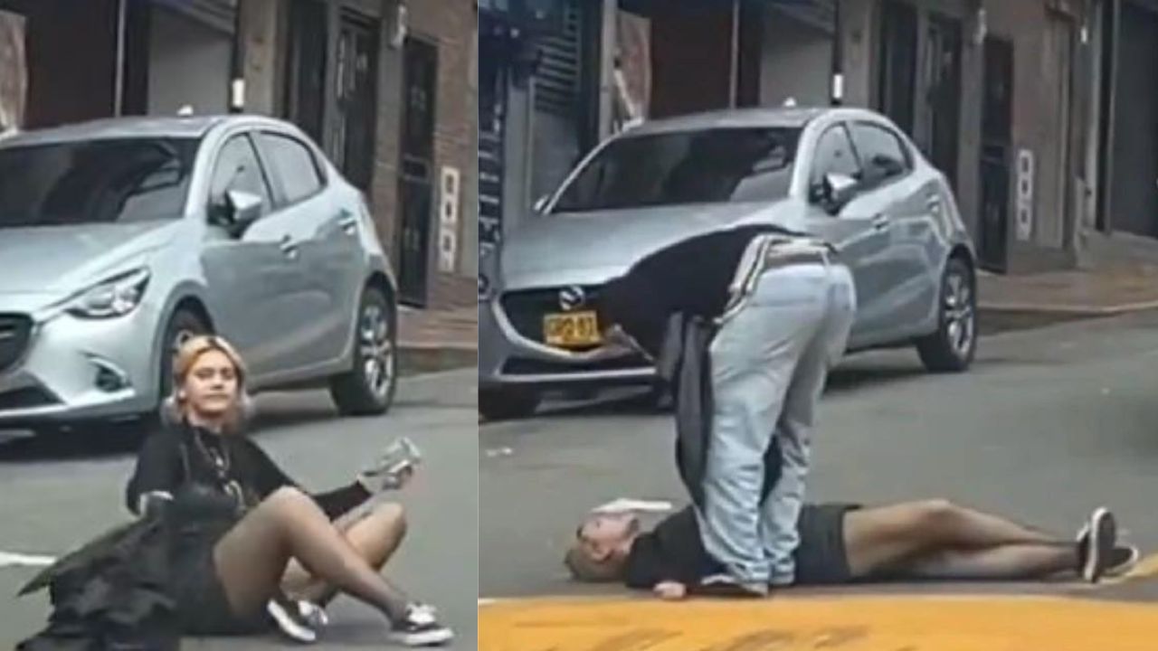 VIDEO: Mujer arma berrinche en pleito con su novio, se tira al suelo y detiene el tráfico
