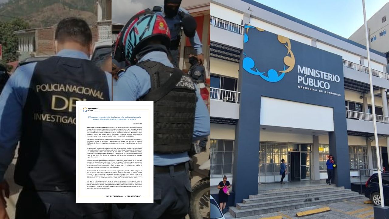 MP presenta requerimiento contra ocho policías de la DPI por robo e implantar pruebas contra un hombre
