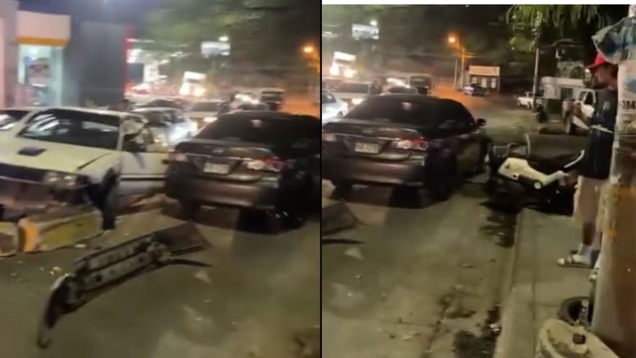 VIDEO: Taxista 'bolo' provoca triple colisión entre dos autos y una moto en Tegucigalpa