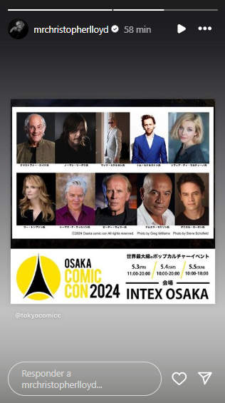 Última historia de Christopher Lloyd en redes sociales. Foto: Instagram