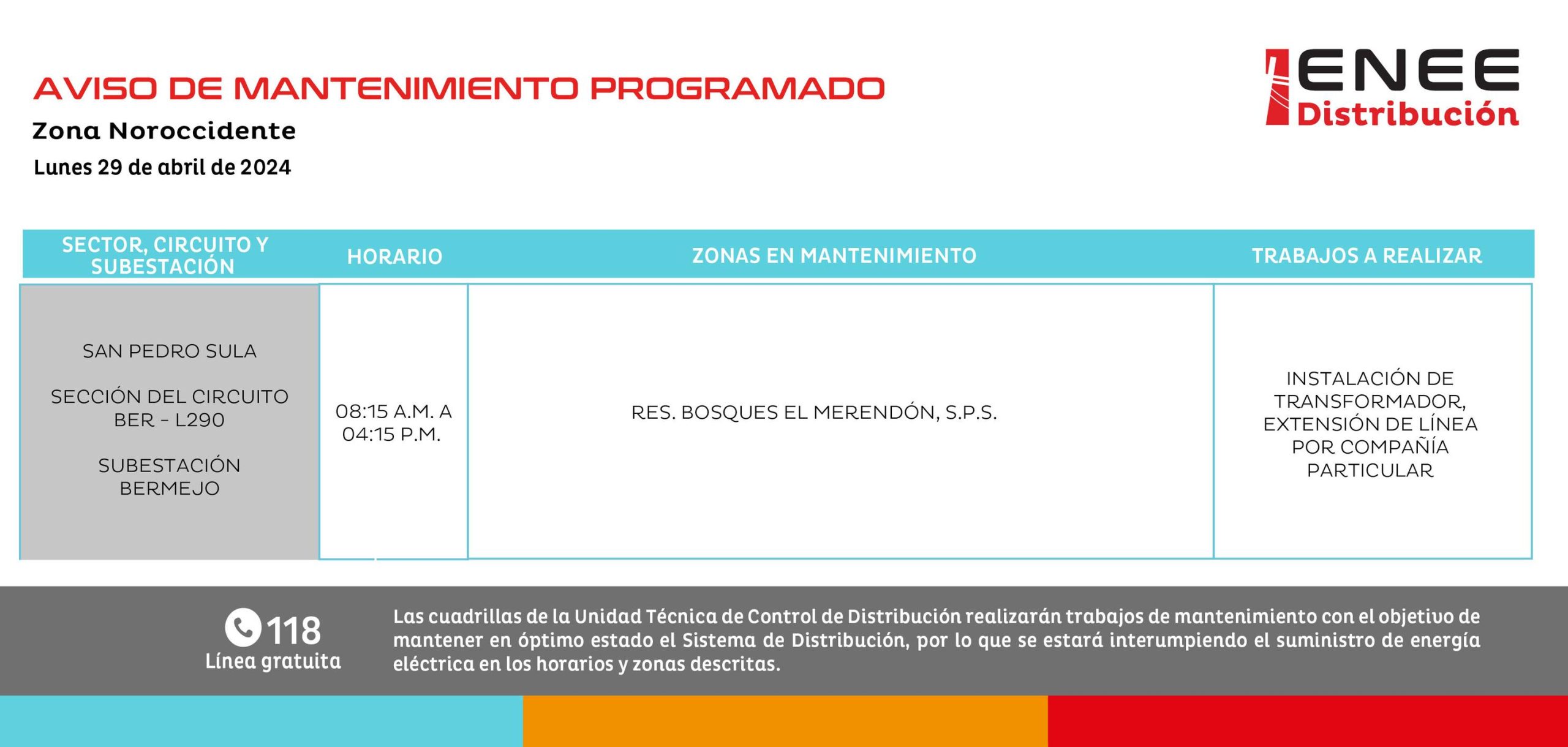 Zonas sin energía eléctrica mañana lunes en San Pedro Sula. Foto: ENEE