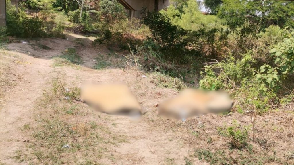 Los hombres sin vida tapados con cartón