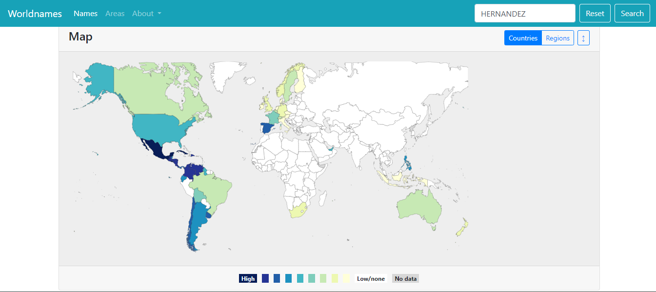 Resultado tras haber buscado el nombre en el portal. Foto: Worldnames