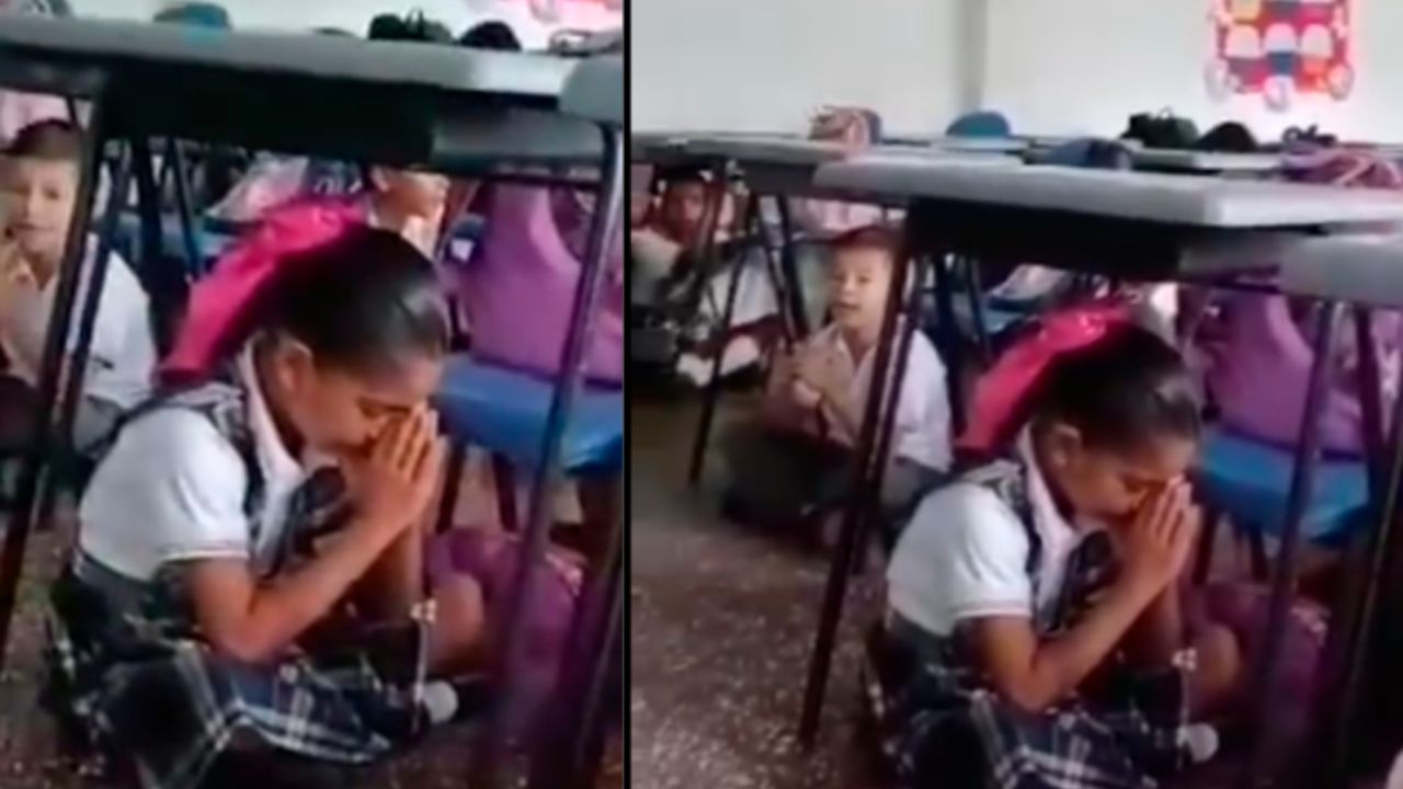 Cámara graba a niños de escuela orando y cantando durante ataque con explosivos