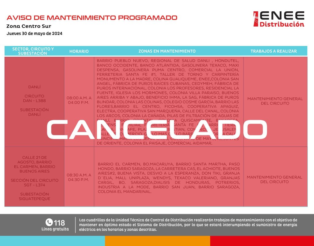 Lista de colonias que no tendrán luz mañana