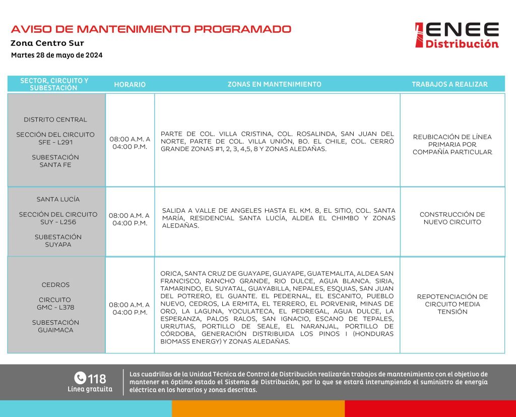 Lista de colonias que no tendrán luz mañana