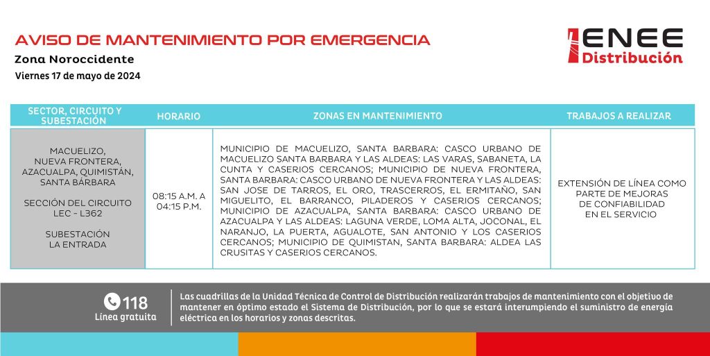 Lista de colonias que no tendrán luz mañana
