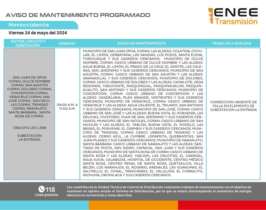 Lista de colonias que no tendrán luz mañana