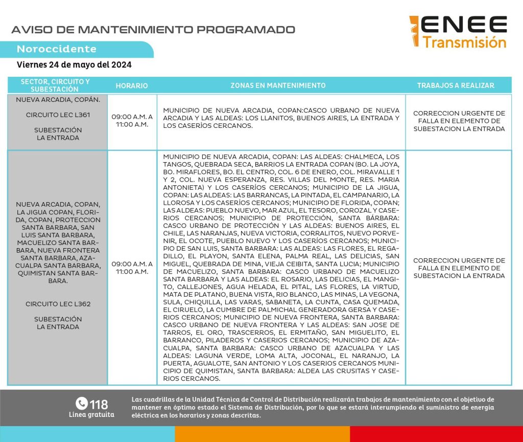 Lista de colonias que no tendrán luz mañana
