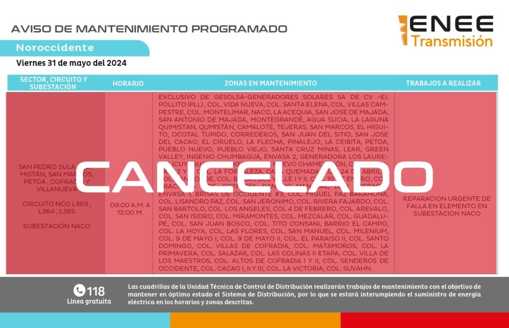 Lista de colonias que no tendrán luz mañana