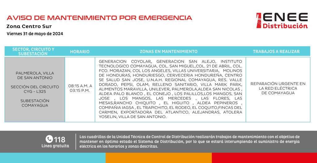 Lista de colonias que no tendrán luz pasado mañana