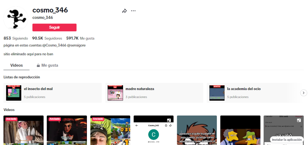 Una captura de pantalla donde se lee un perfil