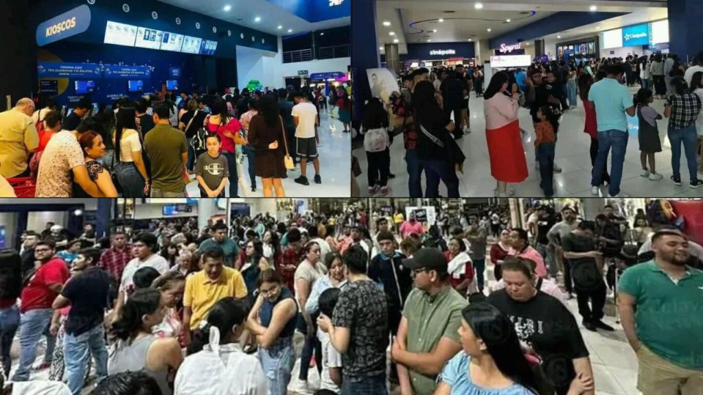 Personas haciendo grandes filas en cines