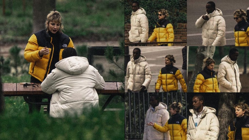 A la izquierda, Najwa Nimri con José Mendes Vieira mientras él está sentado y ella parada; a la derecha, ambos juntos en una serie de fotografía