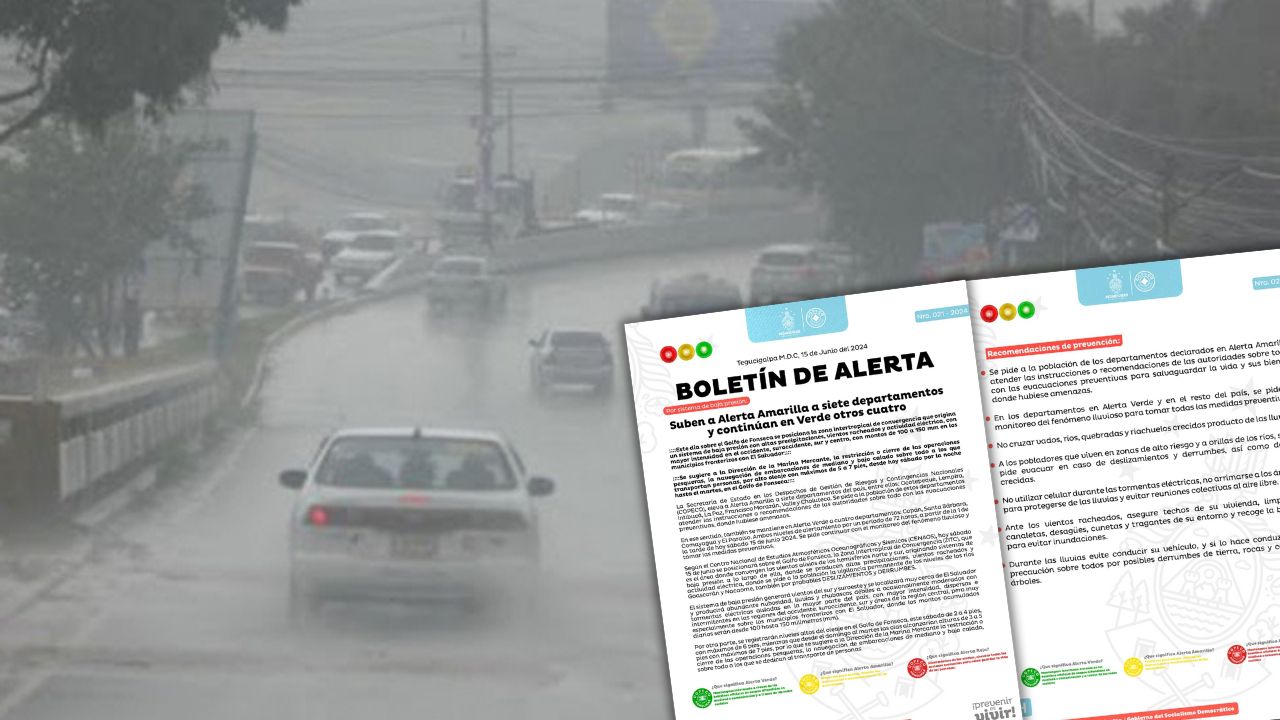 Suben a alerta amarilla a siete departamentos y mantienen a otros cuatro en verde por lluvias