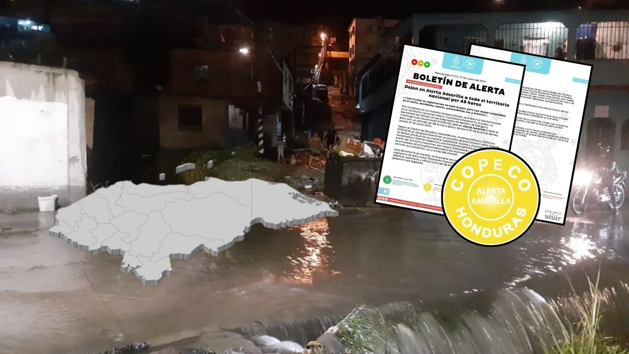 Por lluvias, Copeco emite alerta amarilla para todo Honduras