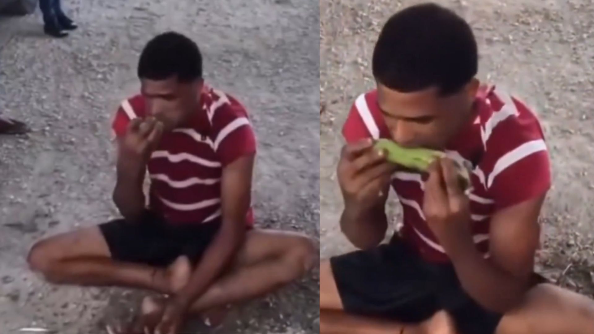 Hombre roba plátanos y lo obligan a comer con todo y cáscaras