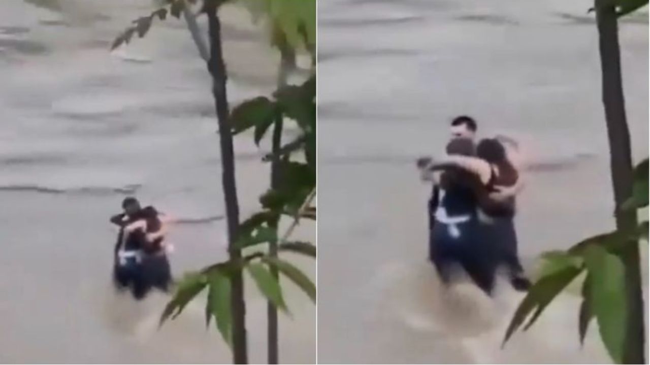 Graban a tres amigos abrazados antes de morir arrastrados por río