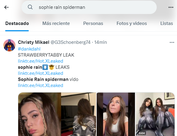 Captura de una publicación en la que supuestamente está el video de Sophie Rain