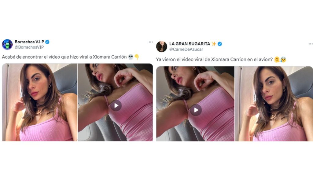 Captura de pantalla en la que se leen las publicaciones sobre el video de Xiomara Carrion