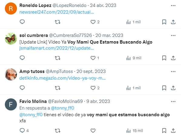 Comentarios en X de cuatro usuarios sobre el video
