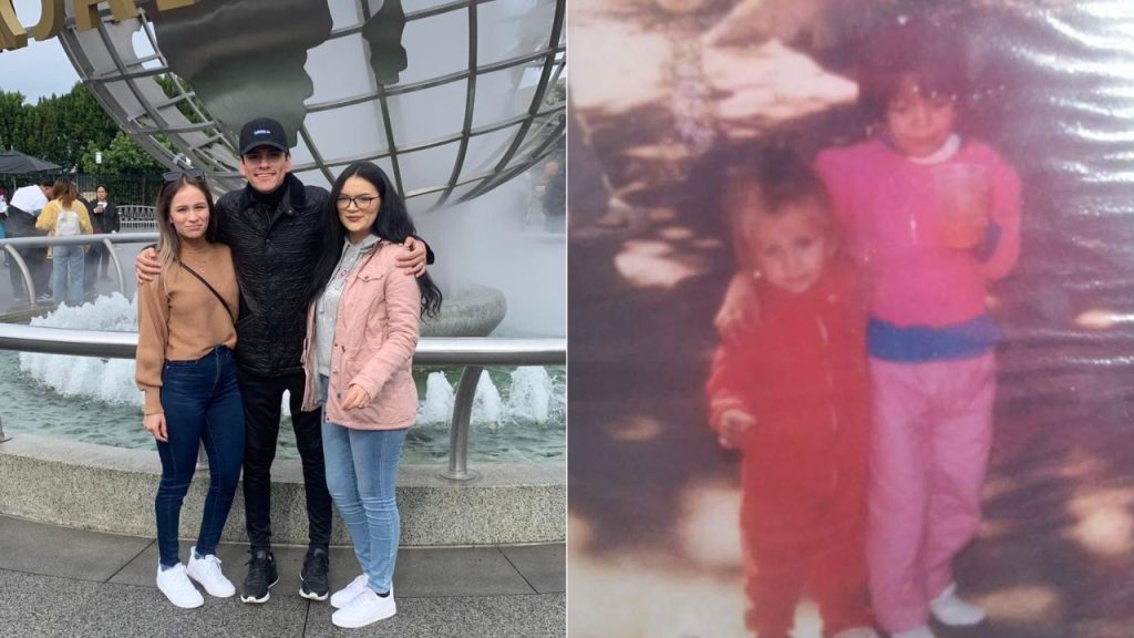 A la izquierda, Virlán García con su hermana y otra mujer; a la derecha el hombre con su consanguínea cuando eran niños