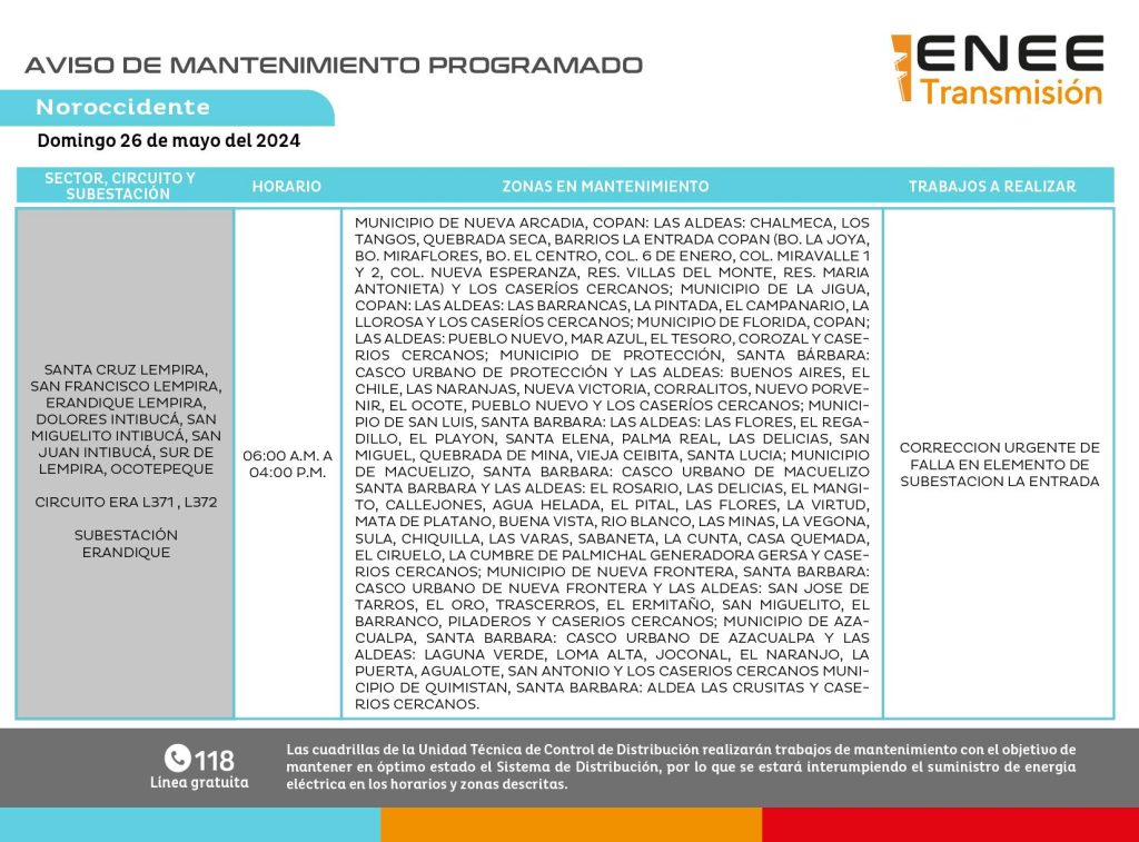 Lista de colonias que no tendrán luz mañana