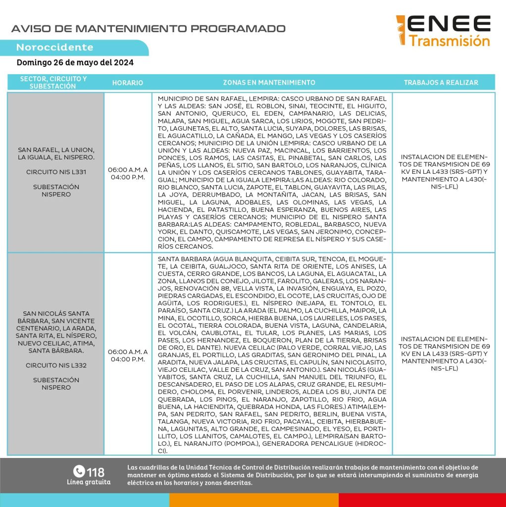 Lista de colonias que no tendrán luz mañana