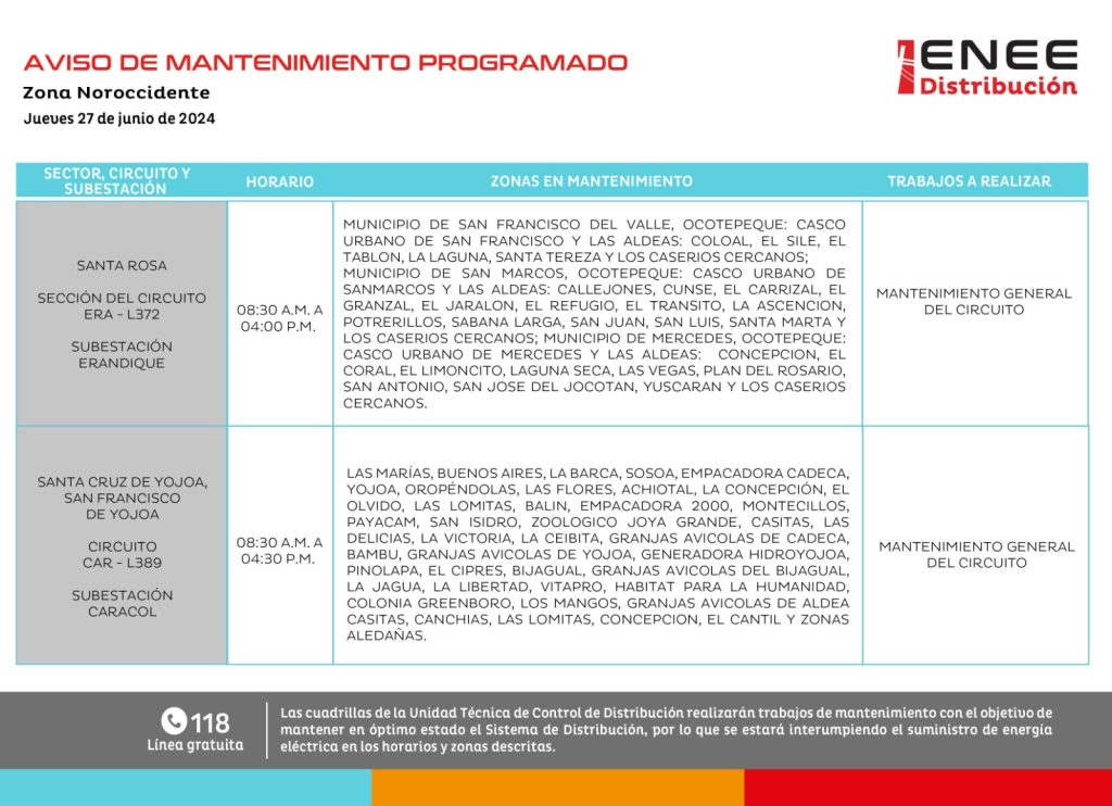 Lista de colonias que no tendrán luz mañana