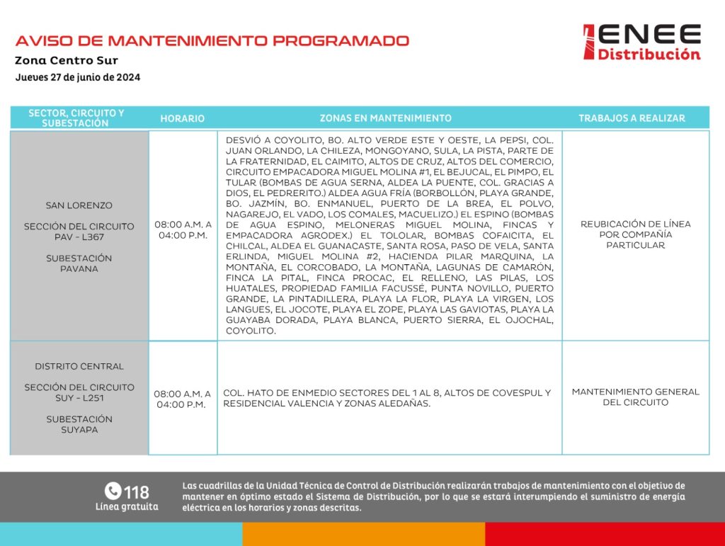 Lista de colonias que no tendrán luz mañana