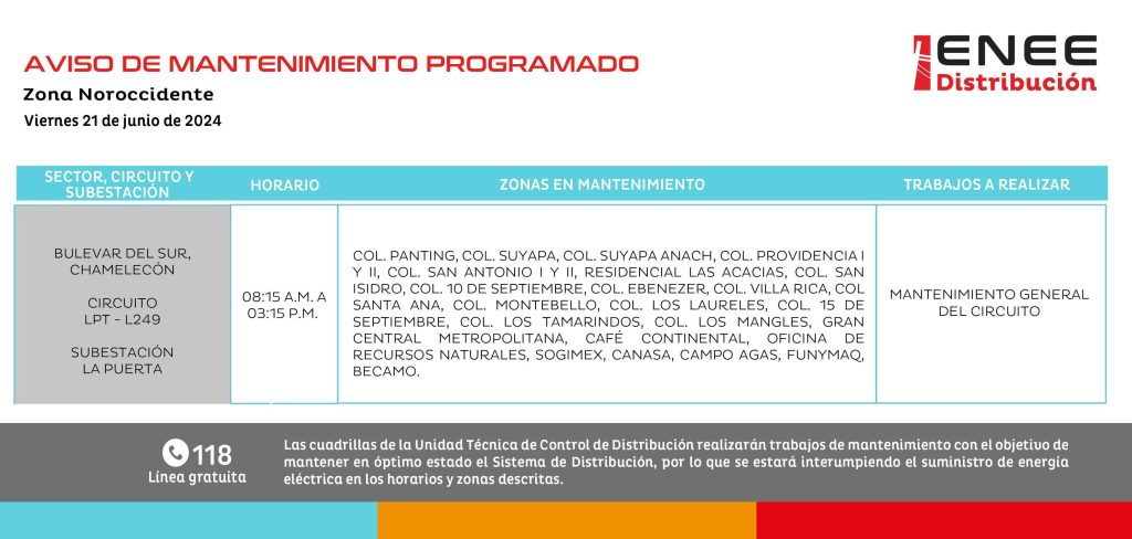 Lista de colonias que no tendrán luz mañana