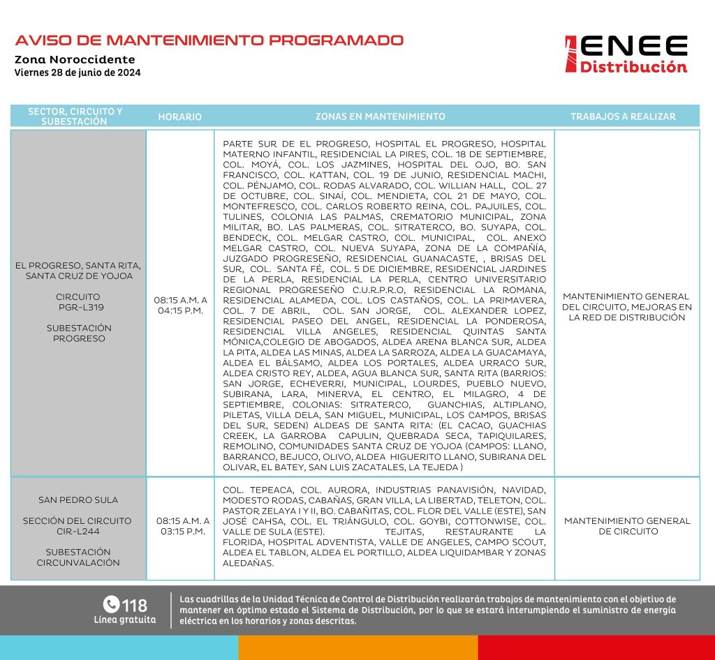 Lista de colonias que no tendrán luz mañana